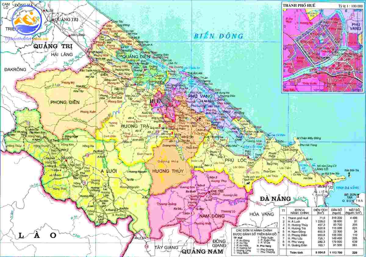 Vị trí địa lý tỉnh Thừa Thiên Huế